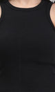 R210676 - Round Neck Sleeveless Cotton Tank Top - Black