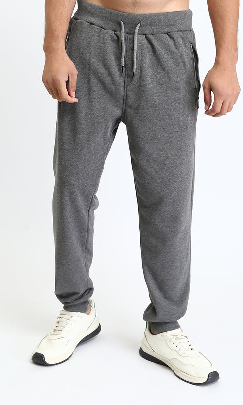 R210690 - Comfy Drawstring Sweatpants with Hem - Heather Grey