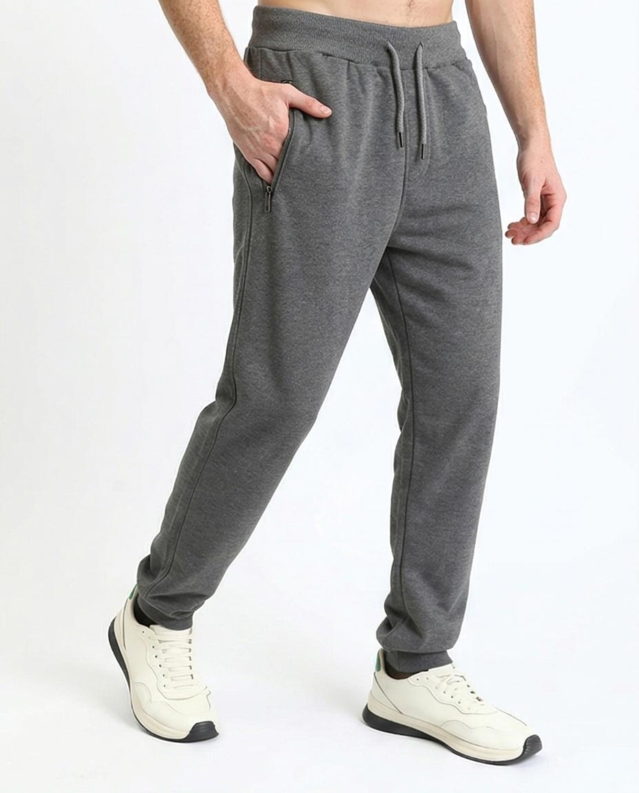 Ravin Men's Charcoal Grey Marl Utility Joggers with Zippered Detail - R210690