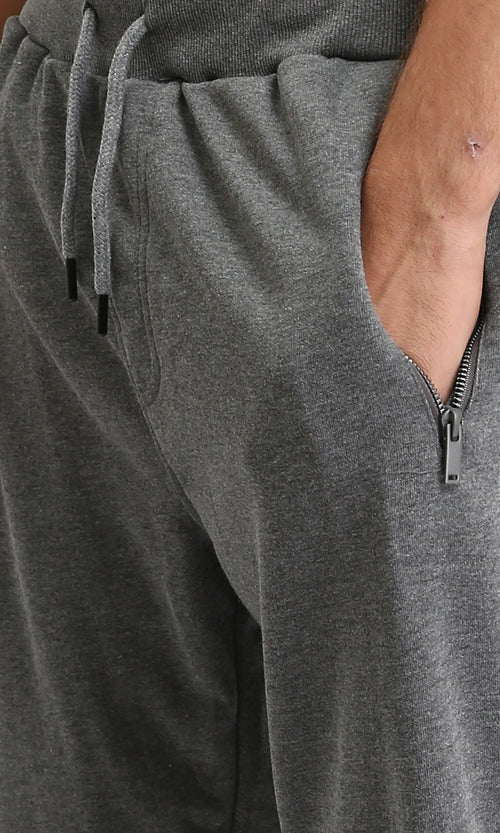 R210690 - Comfy Drawstring Sweatpants with Hem - Heather Grey