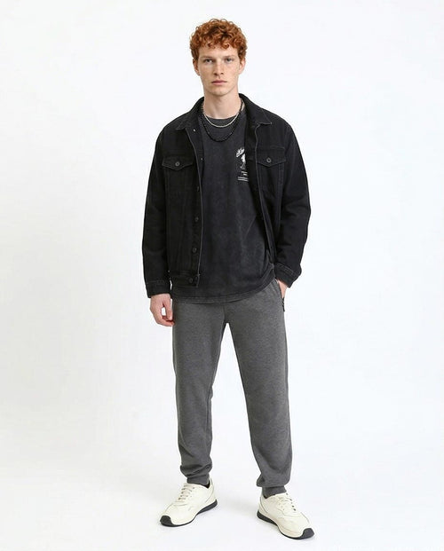 Ravin Men's Charcoal Grey Marl Utility Joggers with Zippered Detail - R210690