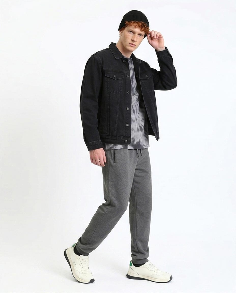 Ravin Men's Charcoal Grey Marl Utility Joggers with Zippered Detail - R210690