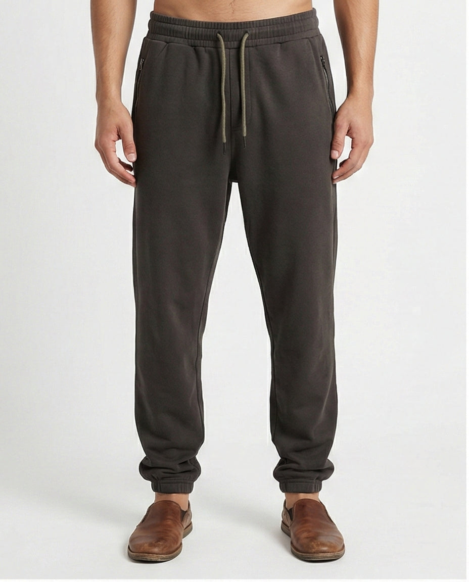 Elastic Waist with Drawstring Pants - Burnt Brown