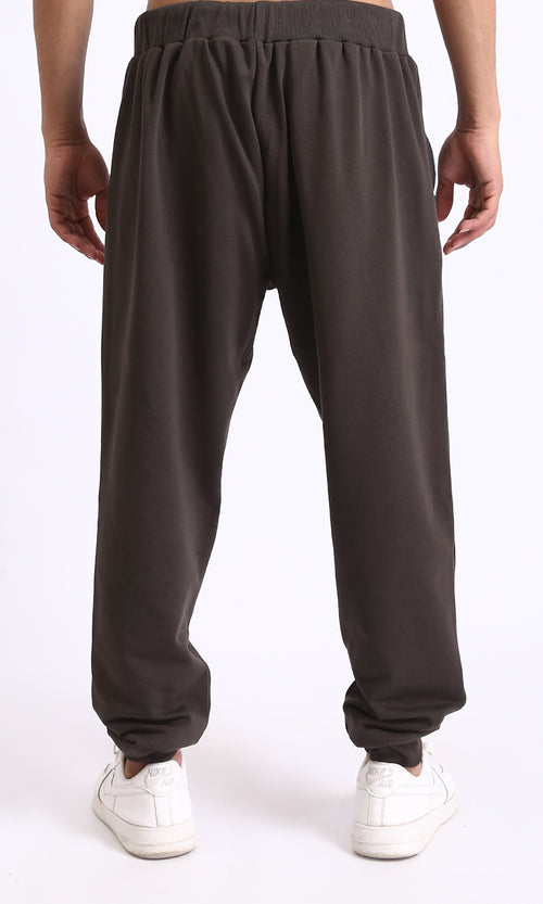 R210691 - Elastic Waist with Drawstring Pants - Burnt Brown