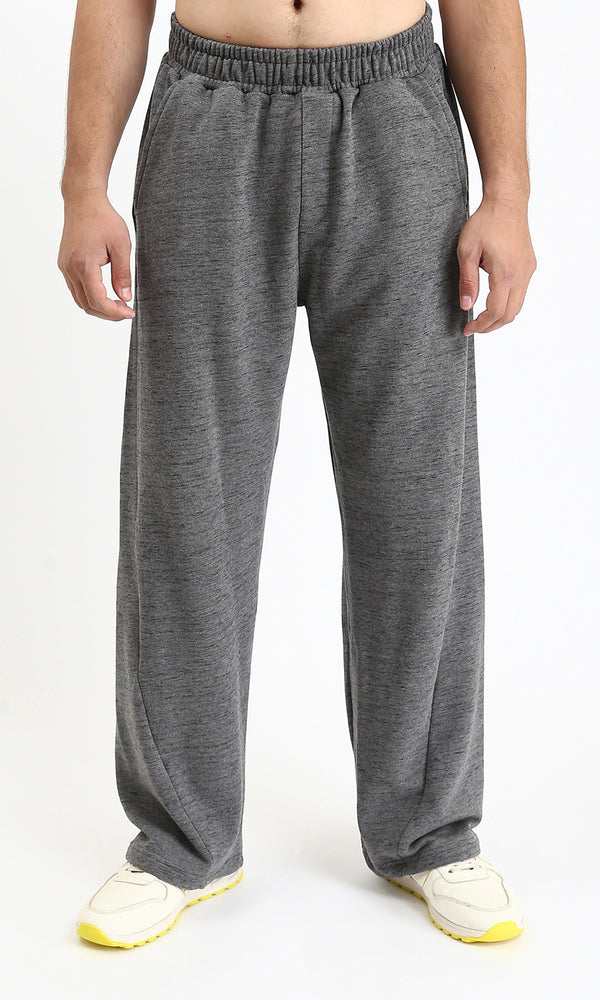 R210692 - Elastic Waist Wide Leg Pants - Heather Grey