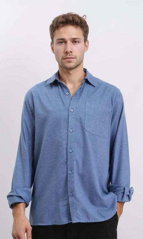 R210697 - Long Sleeves Shirt with Front Pocket - Steel Blue