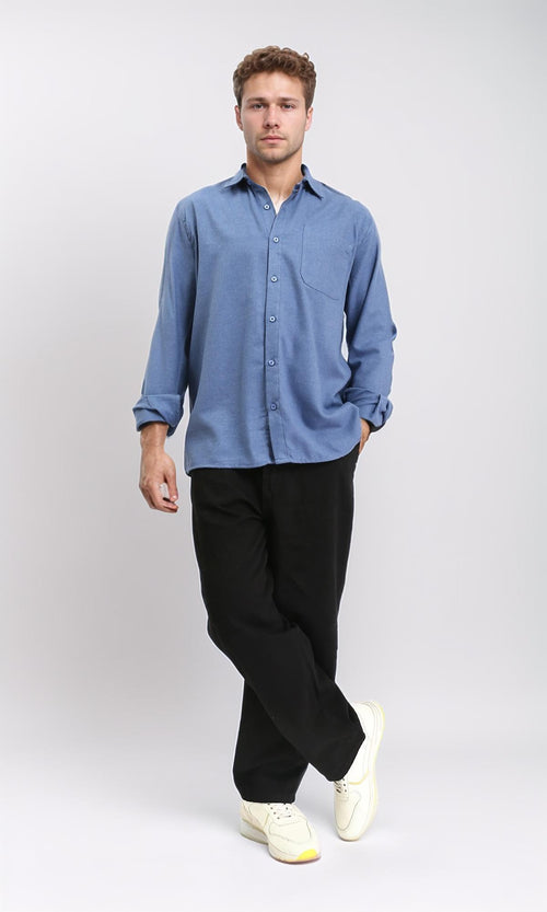 R210697 - Long Sleeves Shirt with Front Pocket - Steel Blue