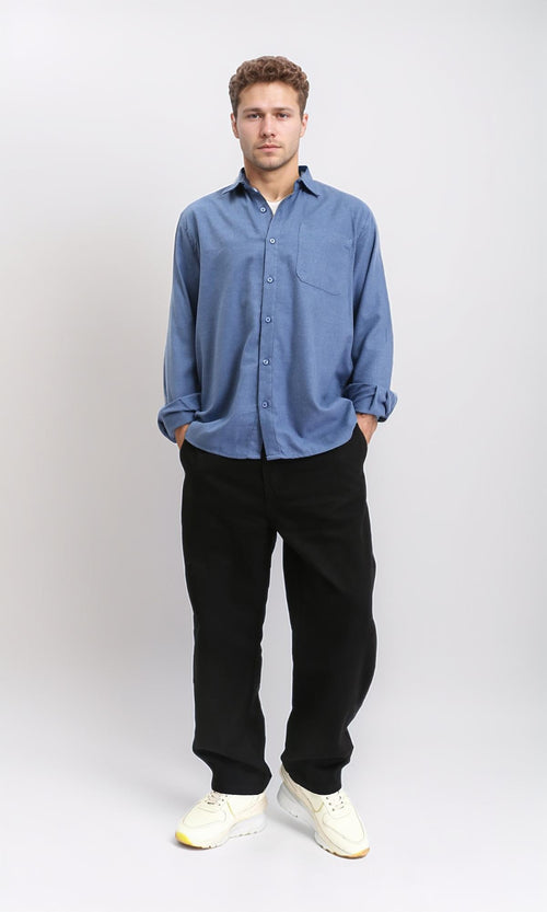 R210697 - Long Sleeves Shirt with Front Pocket - Steel Blue
