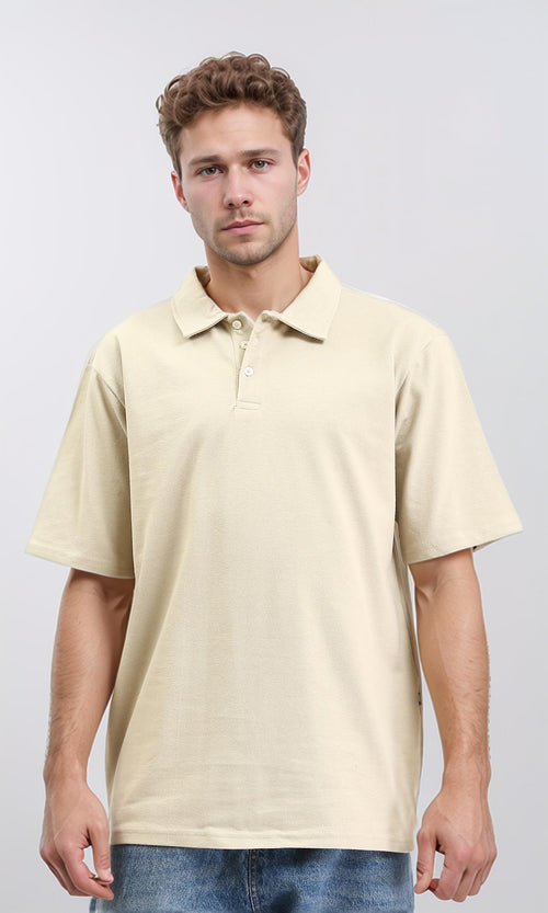 R210777 - Solid Elbow Sleeves Polo Shirt - Sand