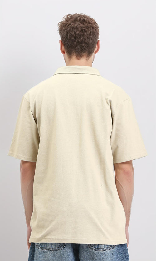 R210777 - Solid Elbow Sleeves Polo Shirt - Sand