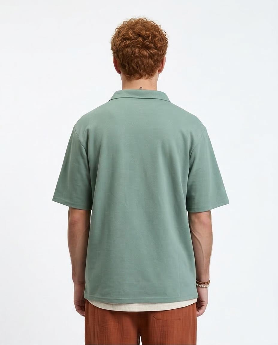 Ravin Relaxed Pique Polo - Sage Green - R210778