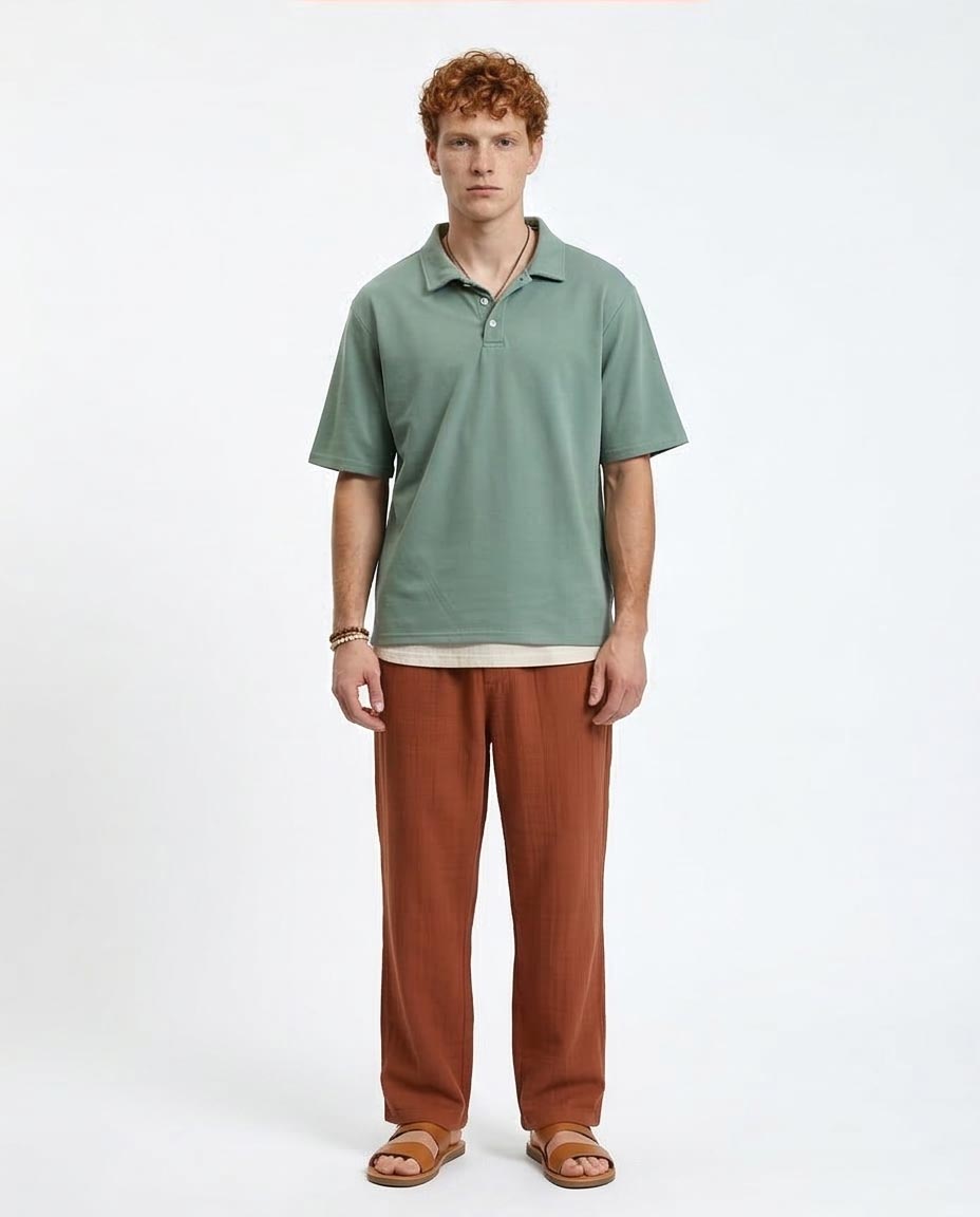 Ravin Relaxed Pique Polo - Sage Green - R210778