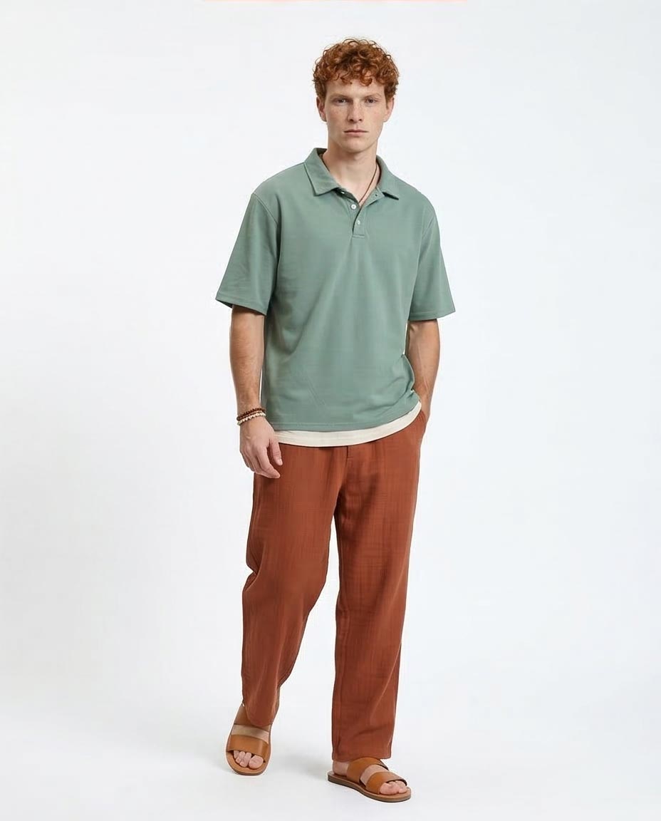 Ravin Relaxed Pique Polo - Sage Green - R210778
