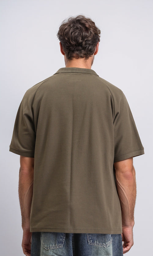 R210779 - Short Sleeves Solid Polo Shirt - Dark Khaki