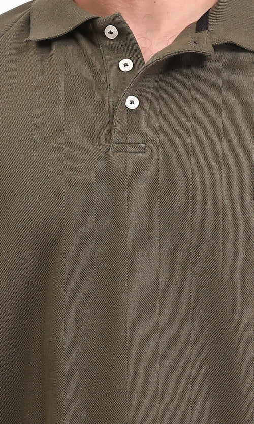 R210779 - Short Sleeves Solid Polo Shirt - Dark Khaki
