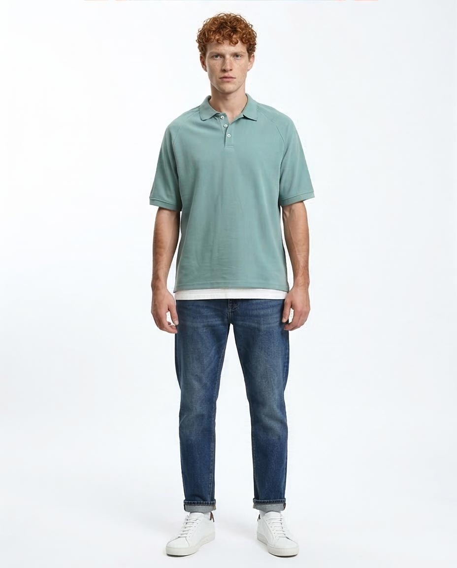Ravin Relaxed-Fit Raglan Pique Polo – Sage Green - R210781