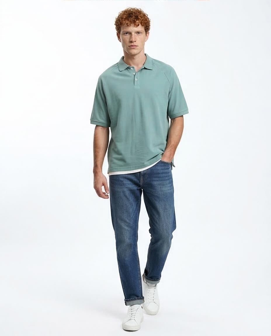 Ravin Relaxed-Fit Raglan Pique Polo – Sage Green - R210781