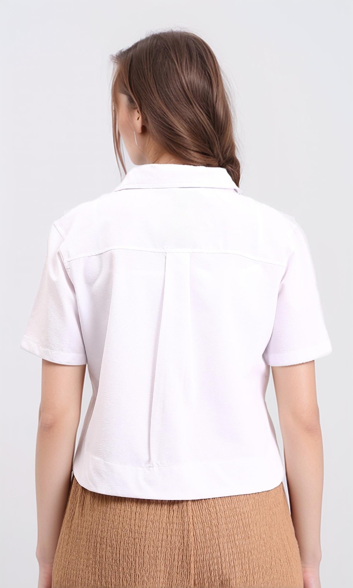 R210792 - Textured Regular Short Sleeves Shirt - White