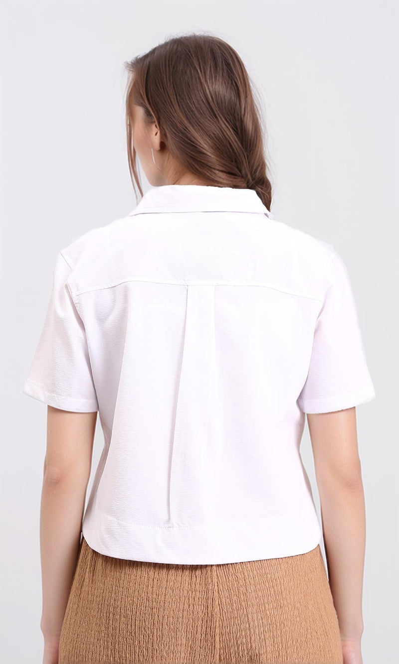 R210792 - Textured Regular Short Sleeves Shirt - White