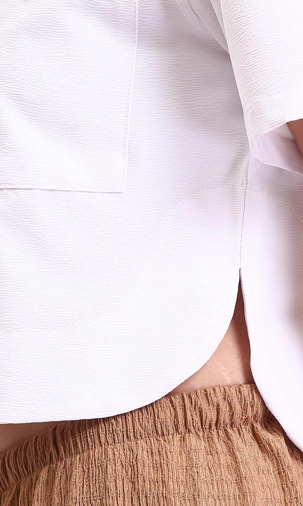 R210792 - Textured Regular Short Sleeves Shirt - White