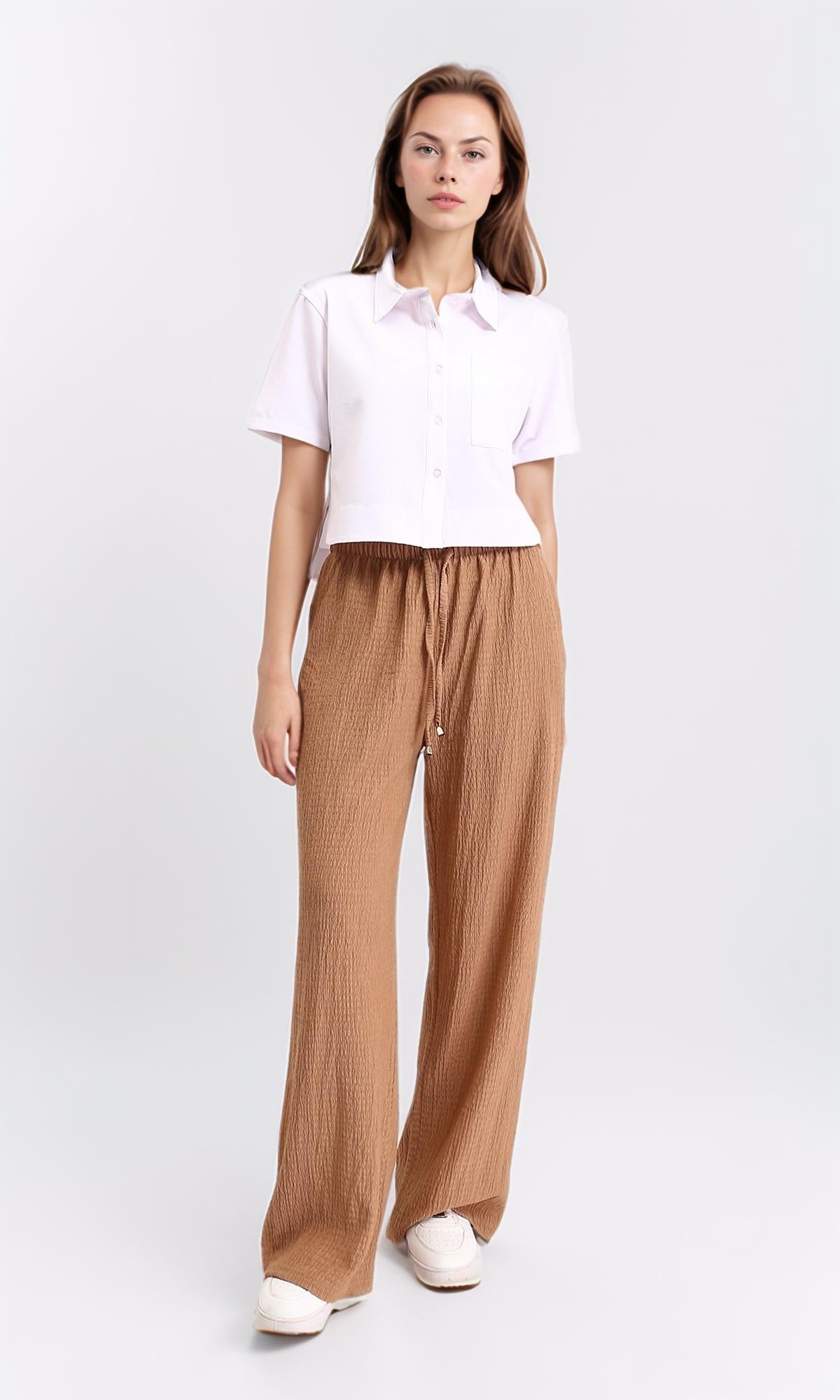 R210792 - Textured Regular Short Sleeves Shirt - White