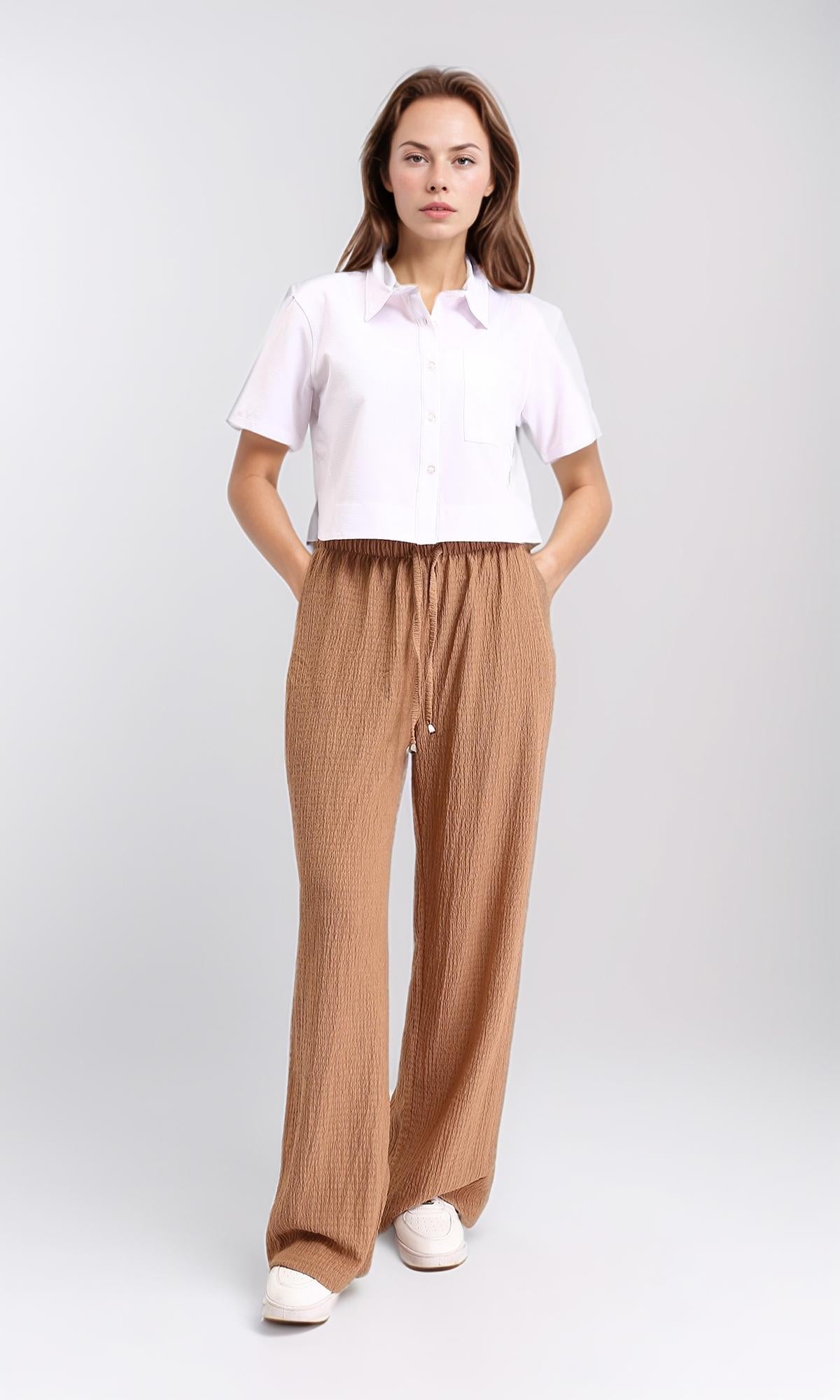 R210792 - Textured Regular Short Sleeves Shirt - White