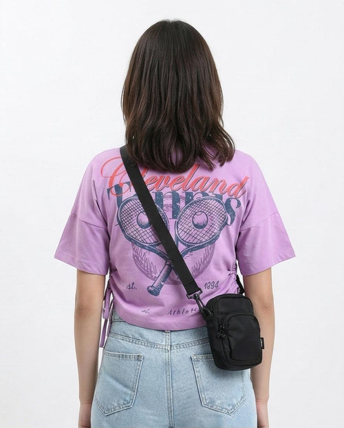 RAVIN Women’s Cinch-Side Graphic "Cleveland Tennis" T-Shirt – Lavender - R210798