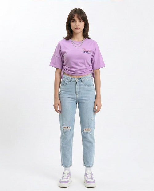 RAVIN Women’s Cinch-Side Graphic "Cleveland Tennis" T-Shirt – Lavender - R210798