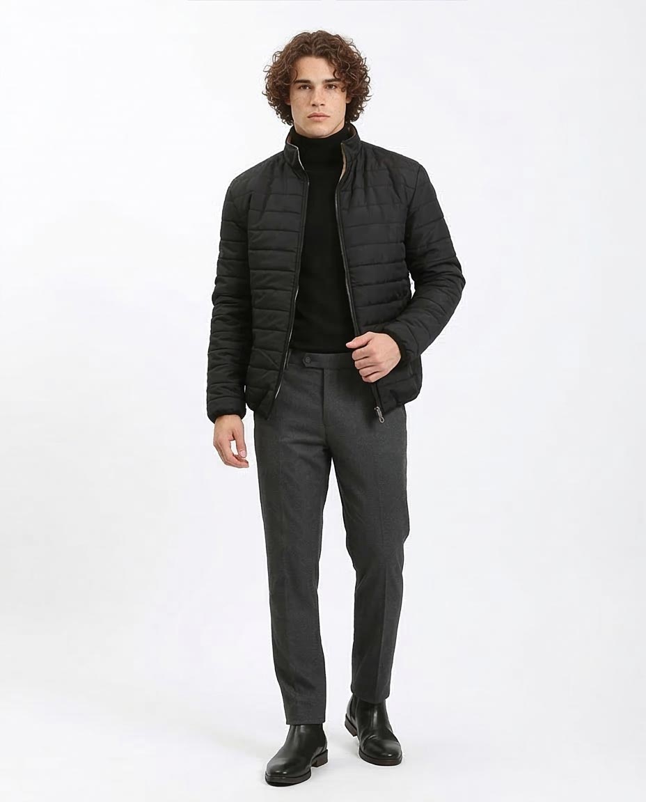 Ravin Men’s Dual-Tone Reversible Quilted Bomber Jacket – Tan & Black - R210816