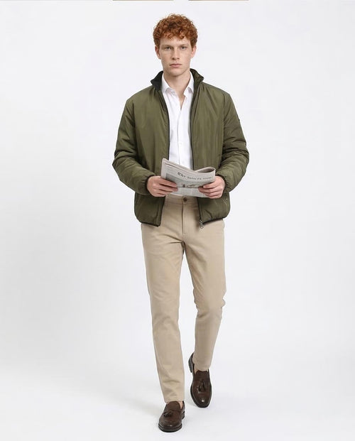 Ravin Men's Reversible Quilted Bomber Jacket - Black & Dark Olive - R210817