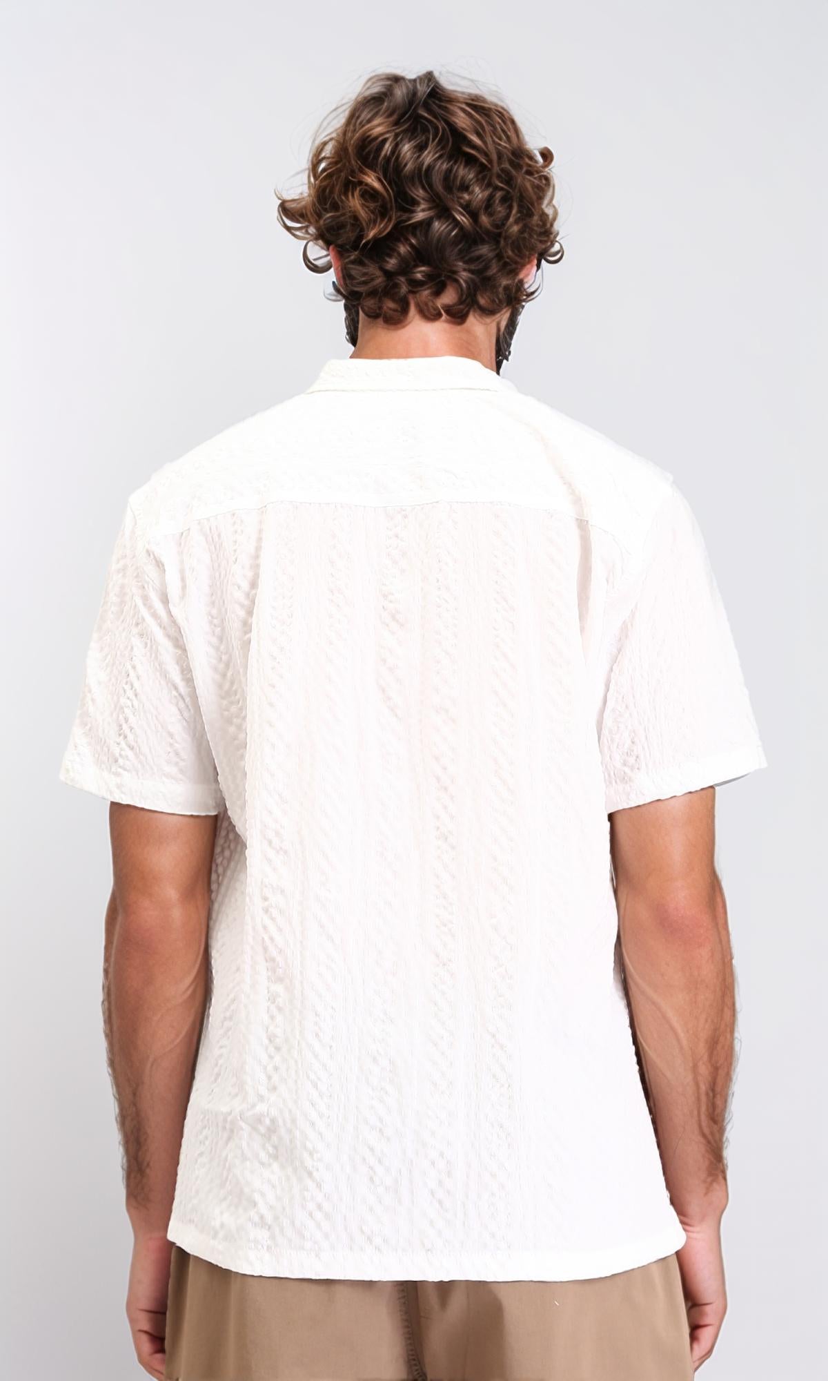 R210824 - Short Sleeves Regular Summer Shirt - Off-White