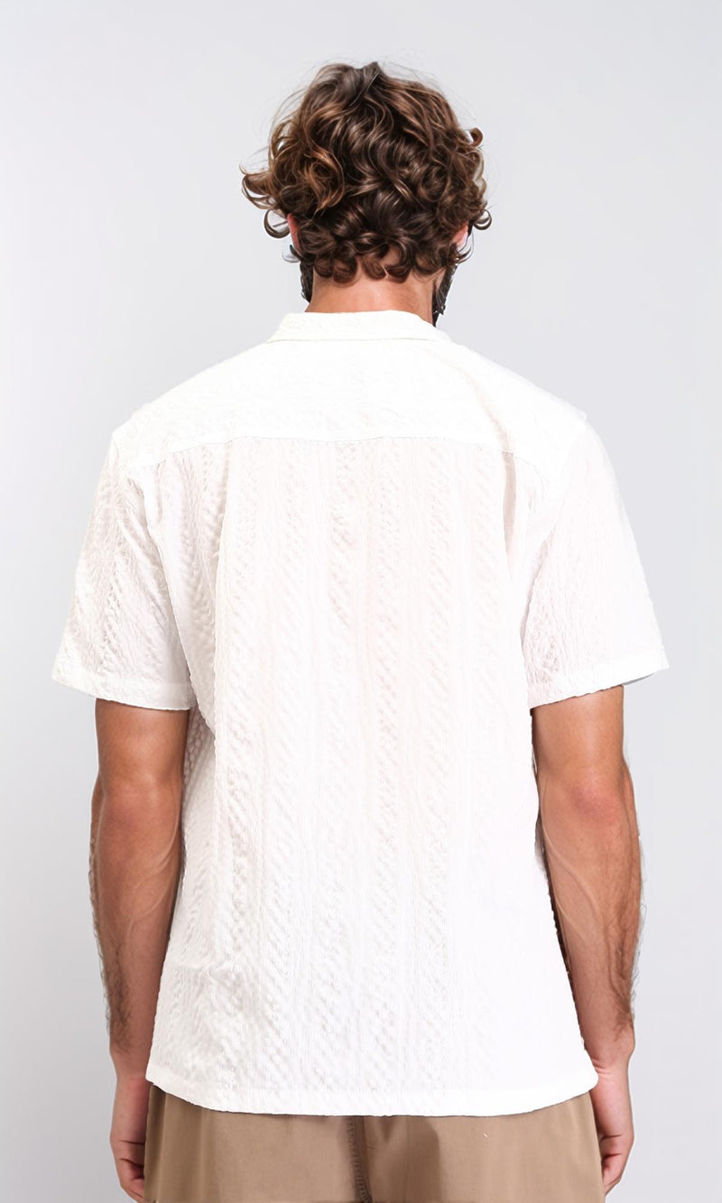 R210824 - Short Sleeves Regular Summer Shirt - Off-White