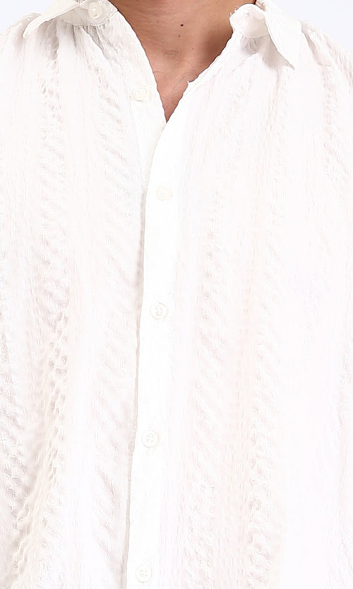 R210824 - Short Sleeves Regular Summer Shirt - Off-White