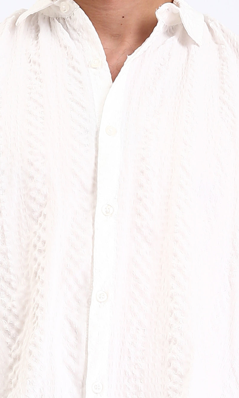 R210824 - Short Sleeves Regular Summer Shirt - Off-White