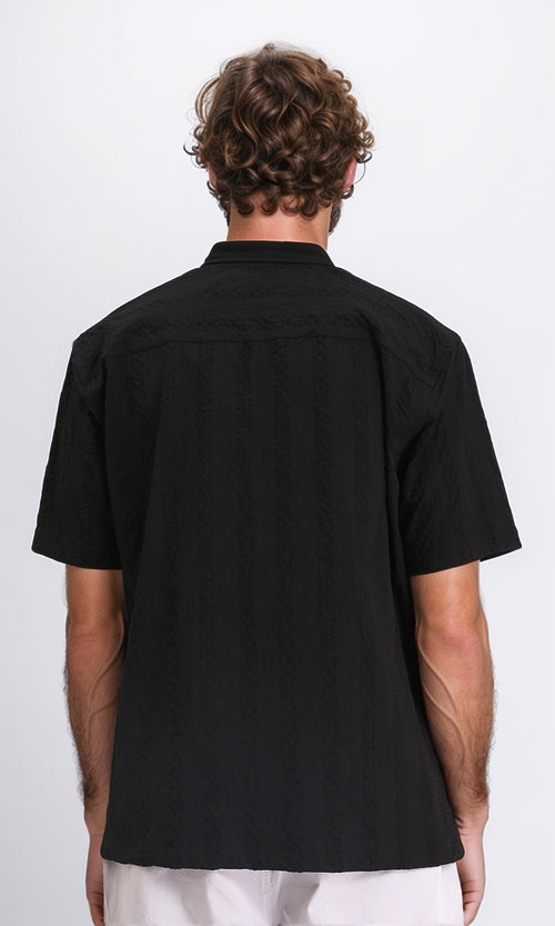 R210825 - Short Sleeves Regular Summer Shirt - Black