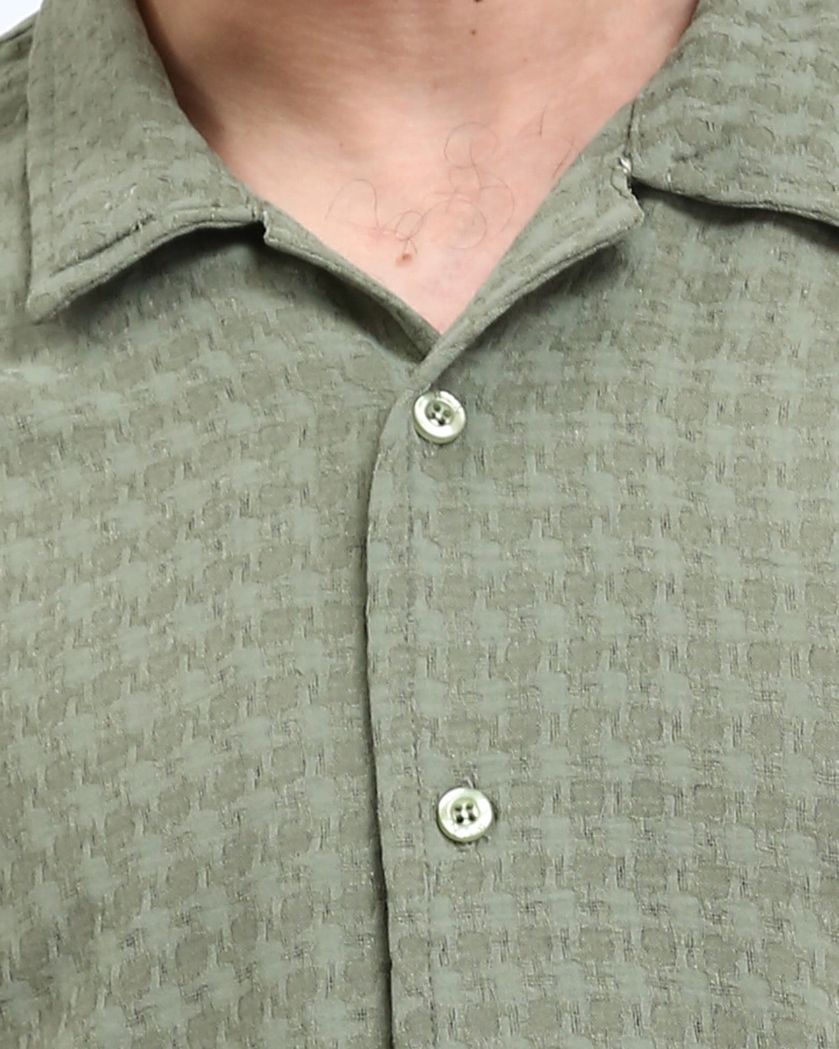 Ravin Men's Sage Green Textured Seersucker Resort Shirt - R210828