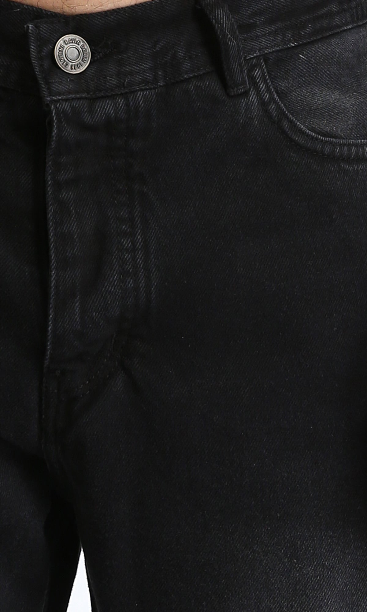 R210837 - Straight Leg Solid Jeans with Front Wash - Black