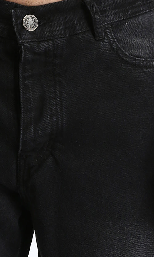 R210837 - Straight Leg Solid Jeans with Front Wash - Black