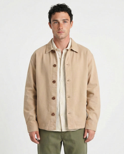 Buttons Down Long Sleeves Solid Jacket - Dark Beige