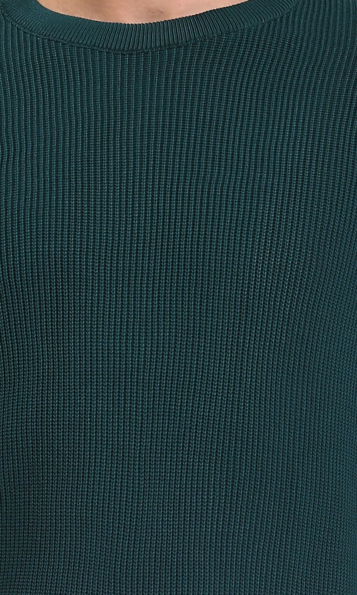 R210930 - Ribbed Round Neck Slip On Pullover - Forest Green