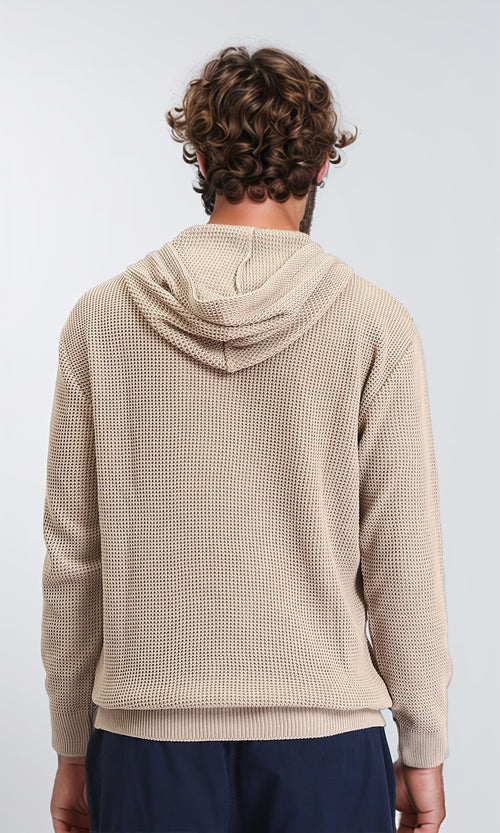 R210931 - Long Sleeves Winter Knitted Hoodie - Light Coffee