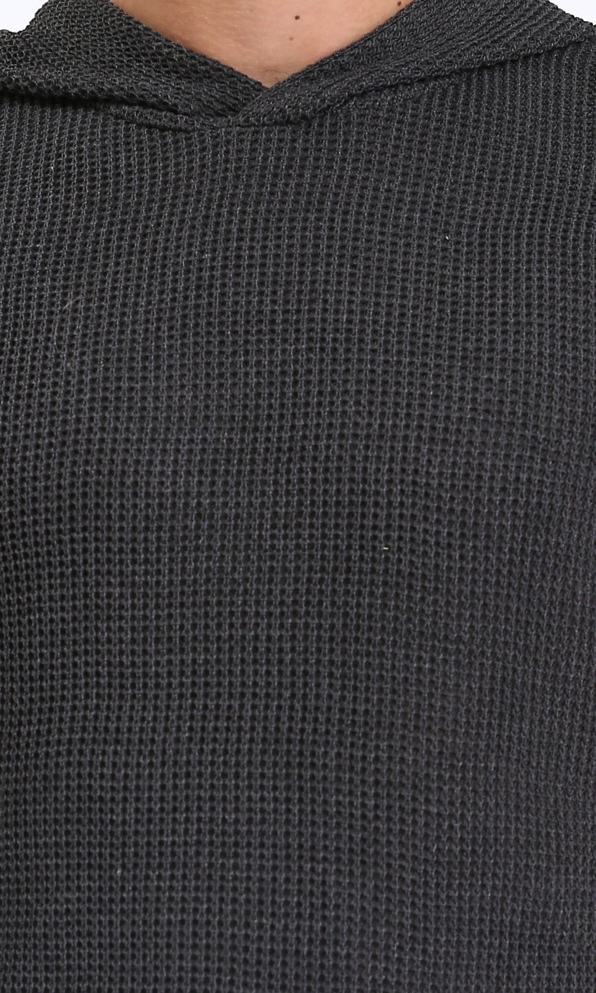 R210933 - Long Sleeves Winter Knitted Hoodie - Charcoal Grey
