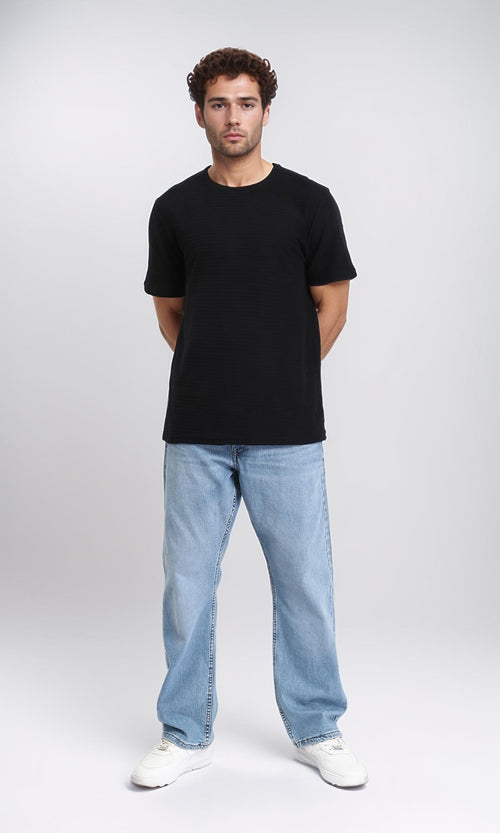 R210934 - Crew Neck Short Sleeves Relaxed Tee - Black