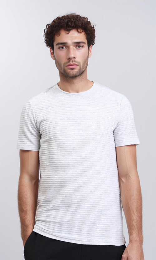 R210935 - Self Pattern Short Sleeves Slip On Tee - Black