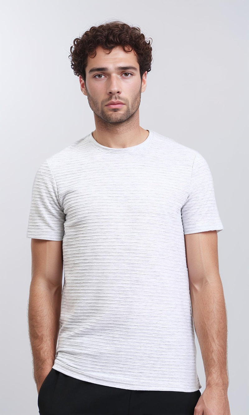 R210935 - Self Pattern Short Sleeves Slip On Tee - Black