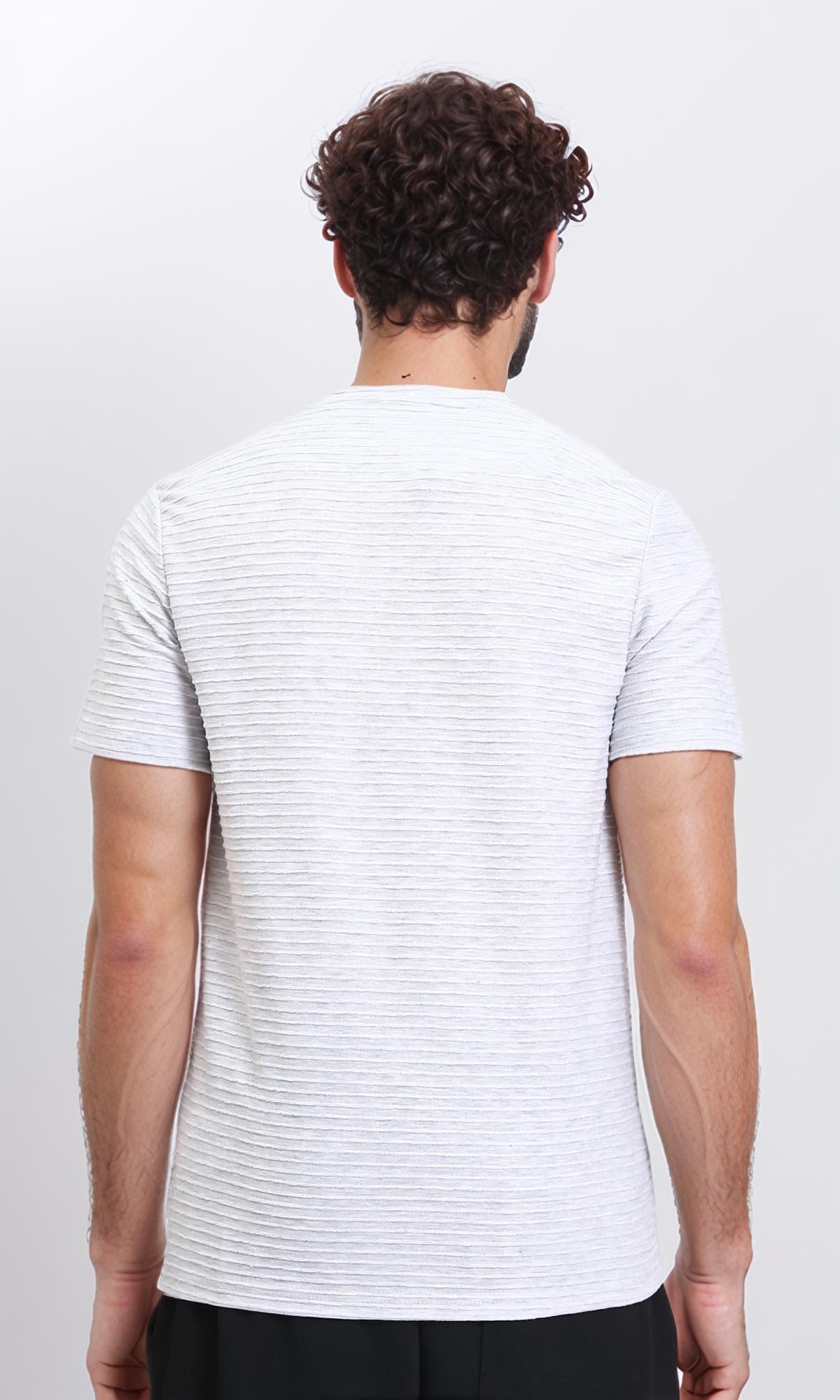 R210935 - Self Pattern Short Sleeves Slip On Tee - Black