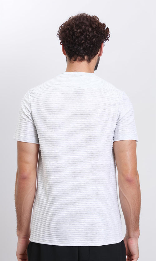 R210935 - Self Pattern Short Sleeves Slip On Tee - Black