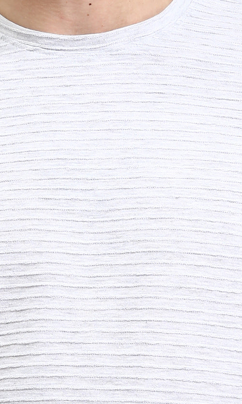 R210935 - Self Pattern Short Sleeves Slip On Tee - Black