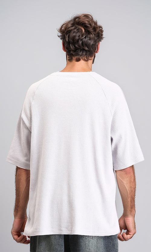 R210938 - Crew Neck Self Pattern Tee - Light Grey