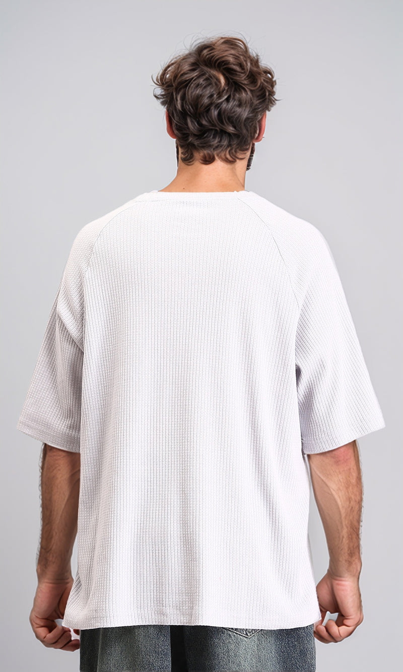 R210938 - Crew Neck Self Pattern Tee - Light Grey